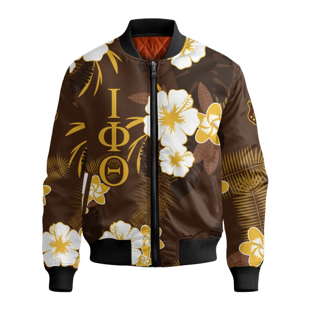 Ireishprint Iota Phi Theta Hawaii Shirt, Hibiscus Flower Hawaii Shirt Iota Phi Theta Fraternity Bomber Jacket