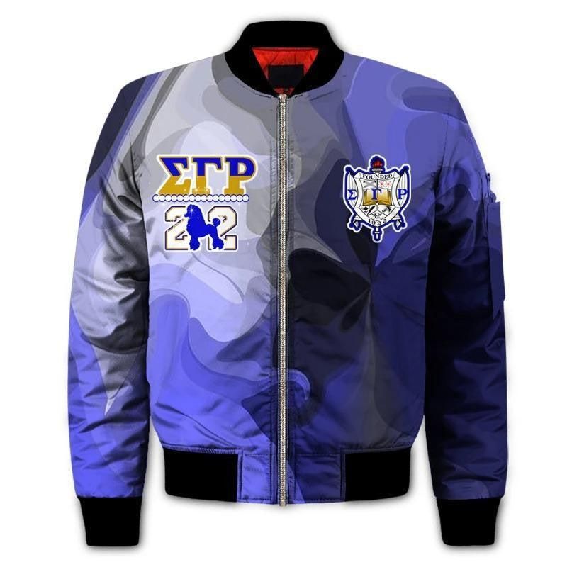 Sigma Gamma Rho Mix Marble Beautiful Girl Sleeve Zip Bomber Jacket