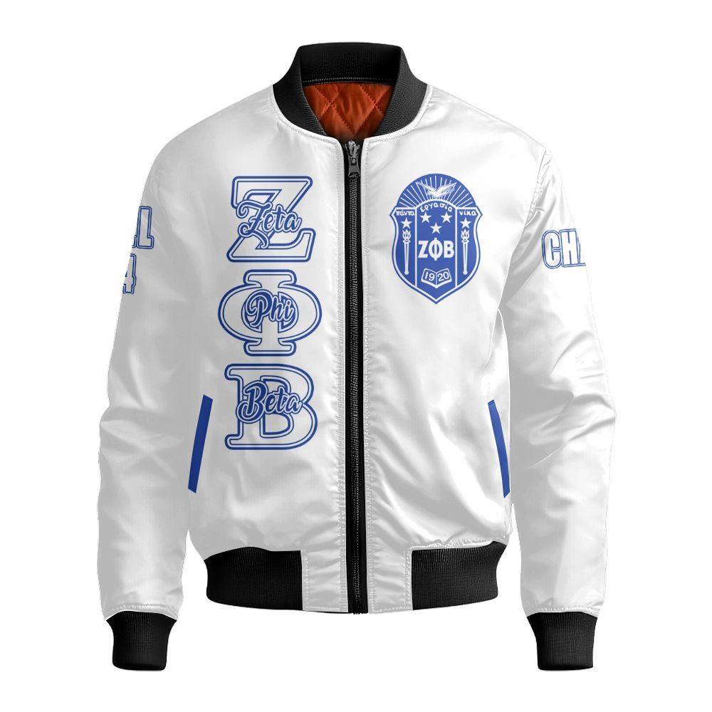 Ireishprint Zeta Phi Beta Custom Chapter Off Shoulder Sweatshirt, Personalized White Off Shoulder Sweatshirt Zeta Phi Beta Sorority Bomber Jacket