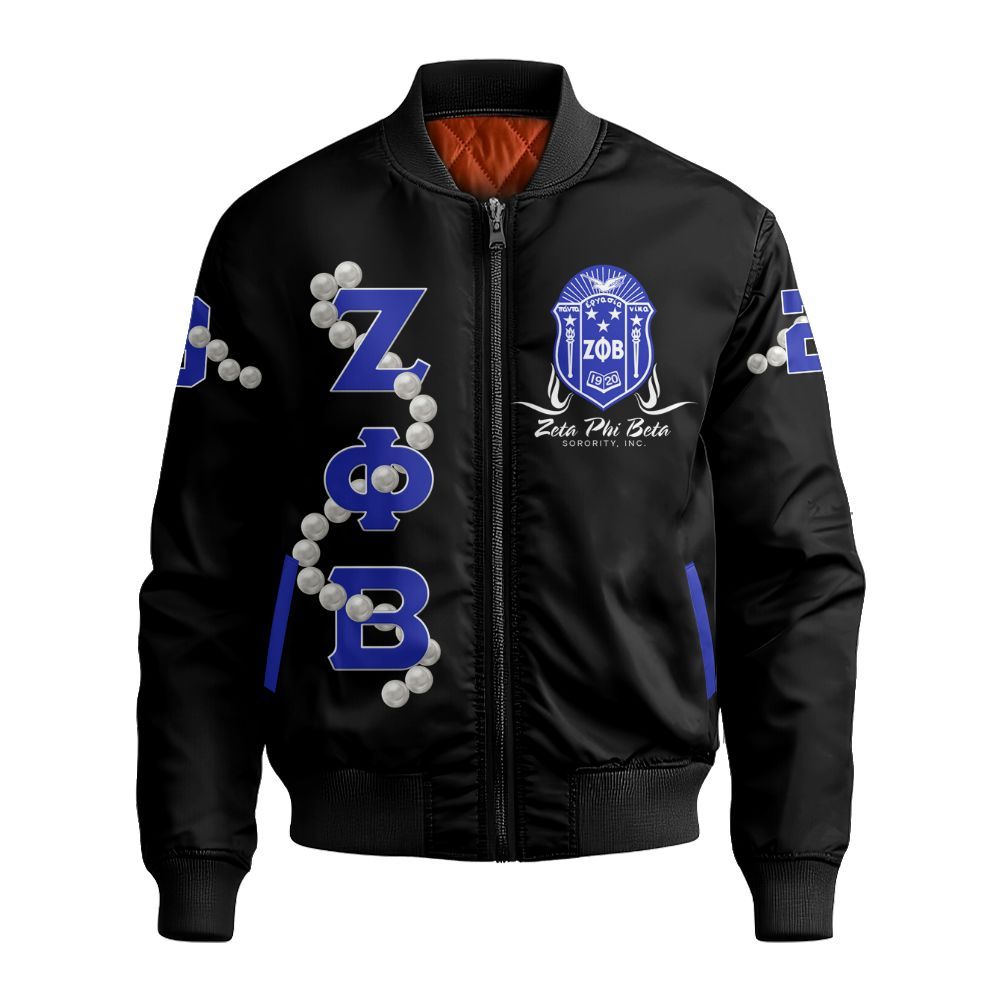 Ireishprint Zeta Phi Beta Knitted Cardigan, Z Phi B Pearl Girls Black Knitted Cardigan 1920 Zeta Phi Beta Sorority Bomber Jacket