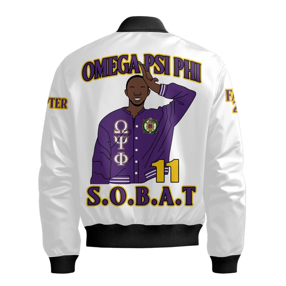Ireishprint ΩΨΦ Custom Chapter Varsity Jacket, Personalized White Jacket ΩΨΦ 1911 Fraternity Bomber Jacket