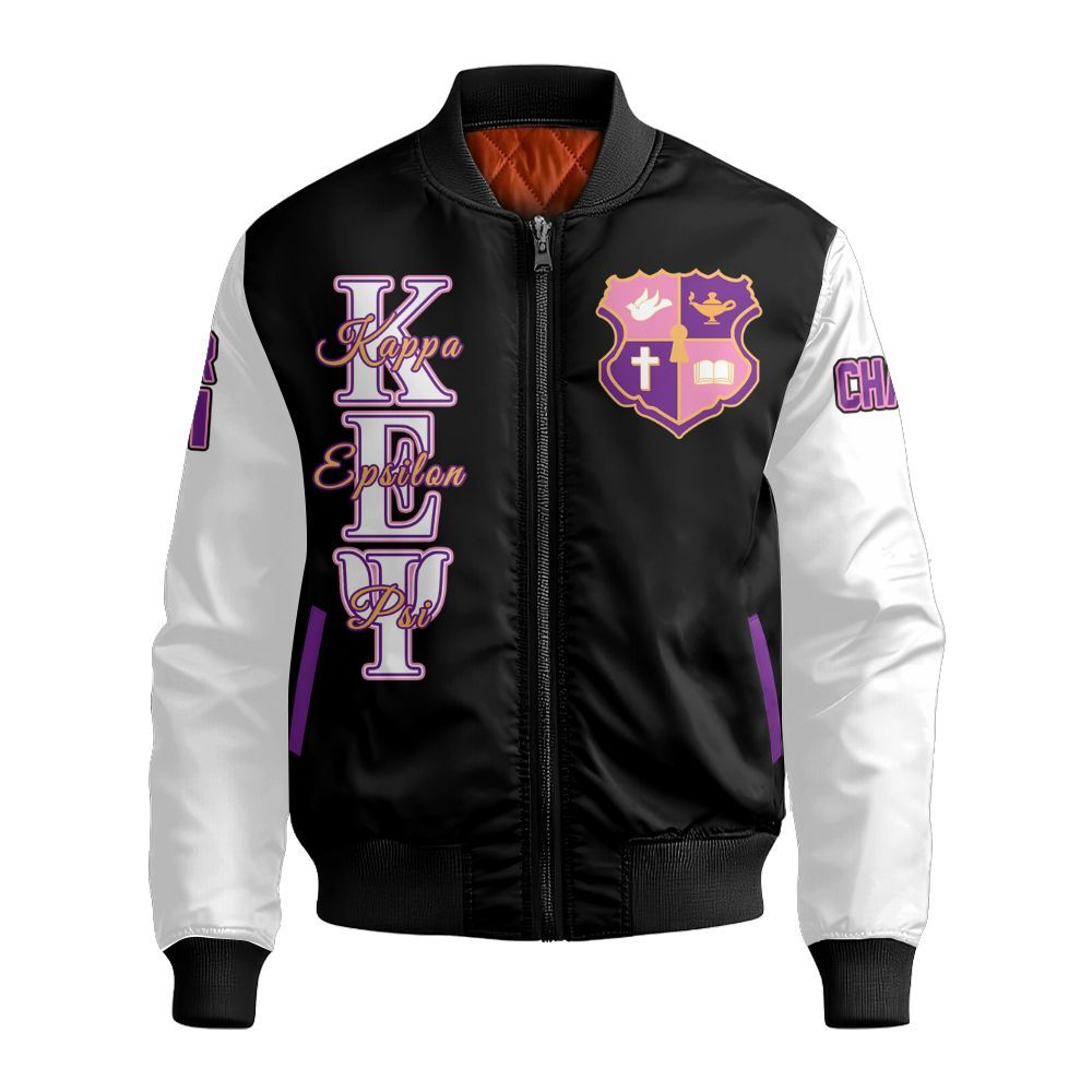 Ireishprint Kappa Epsilon Psi Military Custom Chapter Shirt, Personalized Black Mix White Shirt Kappa Epsilon Psi Military Sorority Bomber Jacket