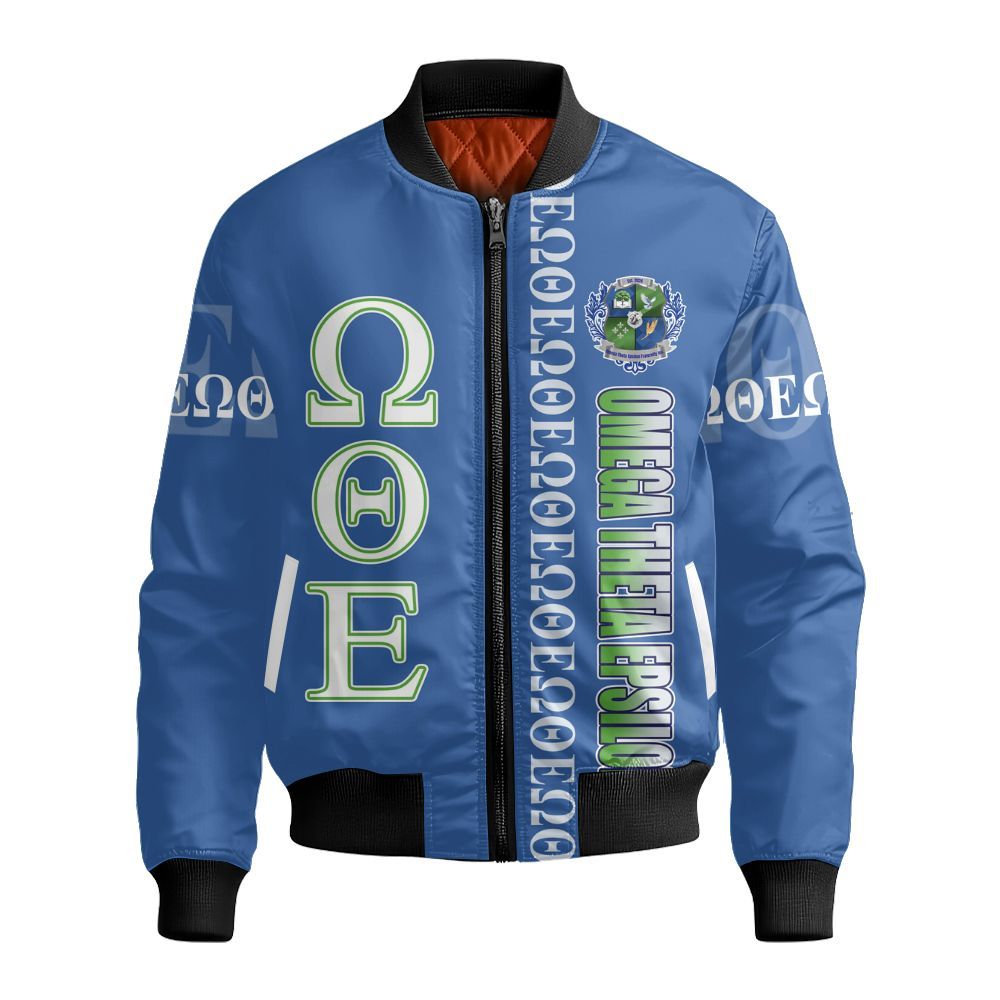 Ireishprint Omega Theta Epsilon Custom Name Varsity Jacket, Omega Theta Epsilon Fraternity Text Style Custom Name Jacket Fraternity Bomber Jacket