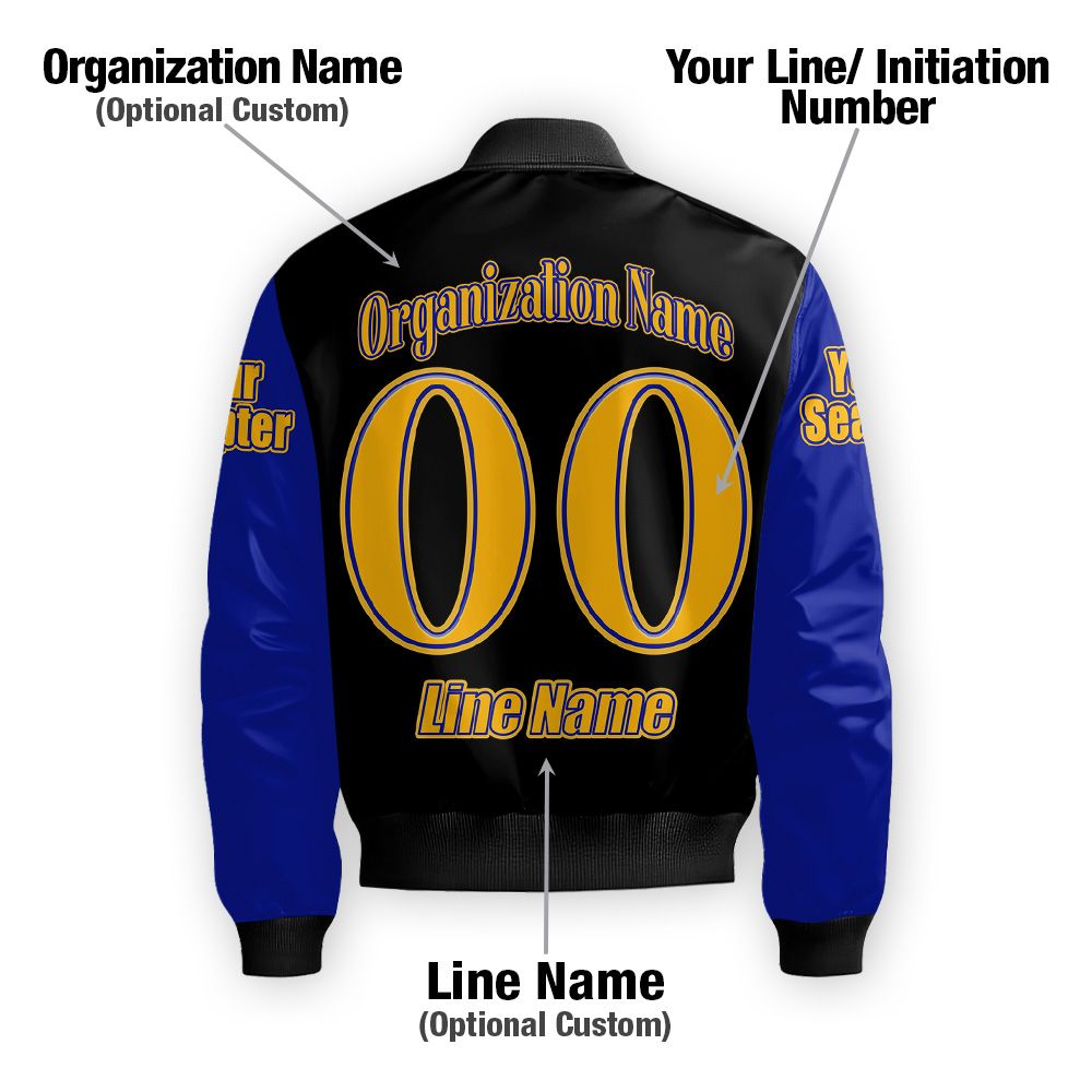 Custom Chapter Bomber Jacket, Sigma Gamma Rho Royal Blue Sleeves Sisterhood 1922 Sorority Bomber Jacket