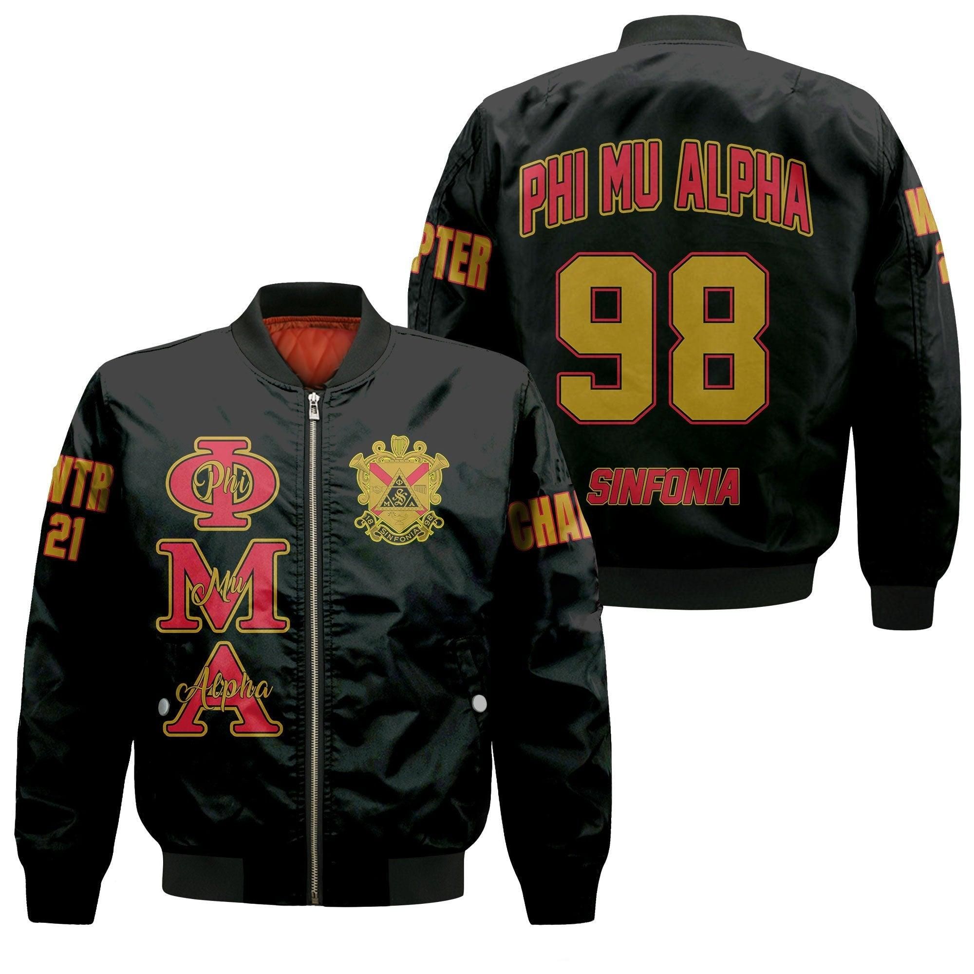 (Custom) Wonder Print Shop Jacket - Phi Mu Alpha Sleeve Zip Bomber Jacket RLT8