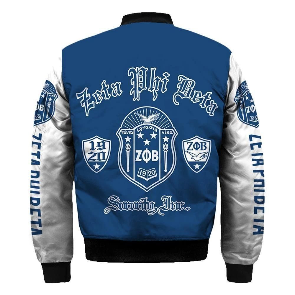 Lux Sisterhood Zeta Phi Beta Sleeve Zip Bomber Jacket