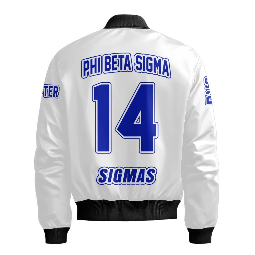 Ireishprint ΦΒΣ Custom Chapter Shirt, Personalized White Royal Blue Shirt ΦΒΣ Fraternity Bomber Jacket
