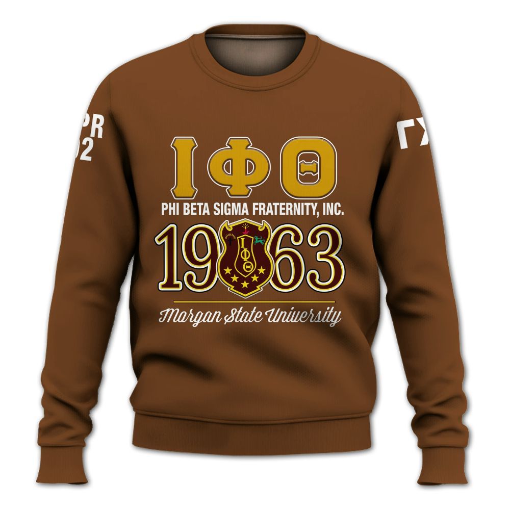Ireishprint Iota Phi Theta Custom Probate Line Shirt, Personalized Charcoal Brown ΙΦΘ Lettered Fraternity Sweatshirt