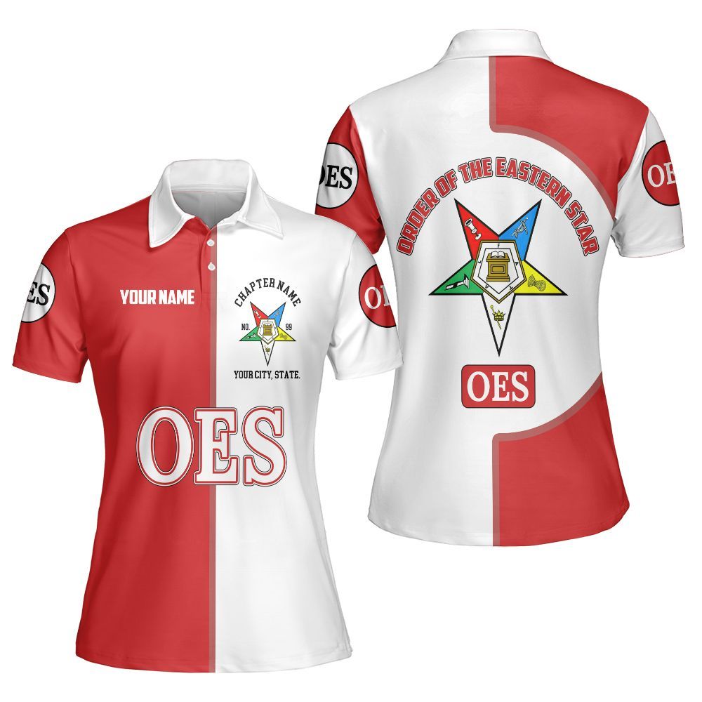 Ireishprint OES Custom Legacy Polo Shirt, Red Circle Legacy Style Order Of The Eastern Star OES Polo Shirt Sorority Polo Shirt