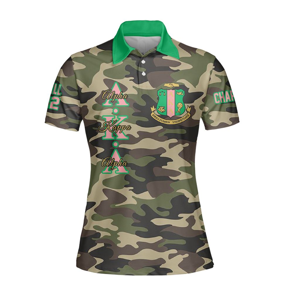 Ireishprint A.K.A Custom Chapter Polo Shirt, Personalized Camo Style 1908 Sorority Polo Shirt