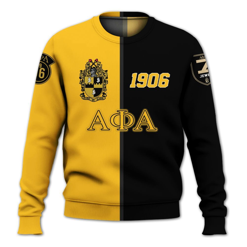 Ireishprint ΑΦΑ Shirt, Alphas Greek Letters 1906 Old Gold Mix Noir Fraternity Sweatshirt