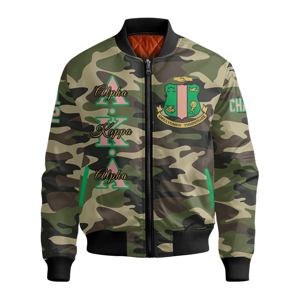 Ireishprint A.K.A Custom Line Crossing, Personalized Camo Style Jacket 1908 Sorority Bomber Jacket