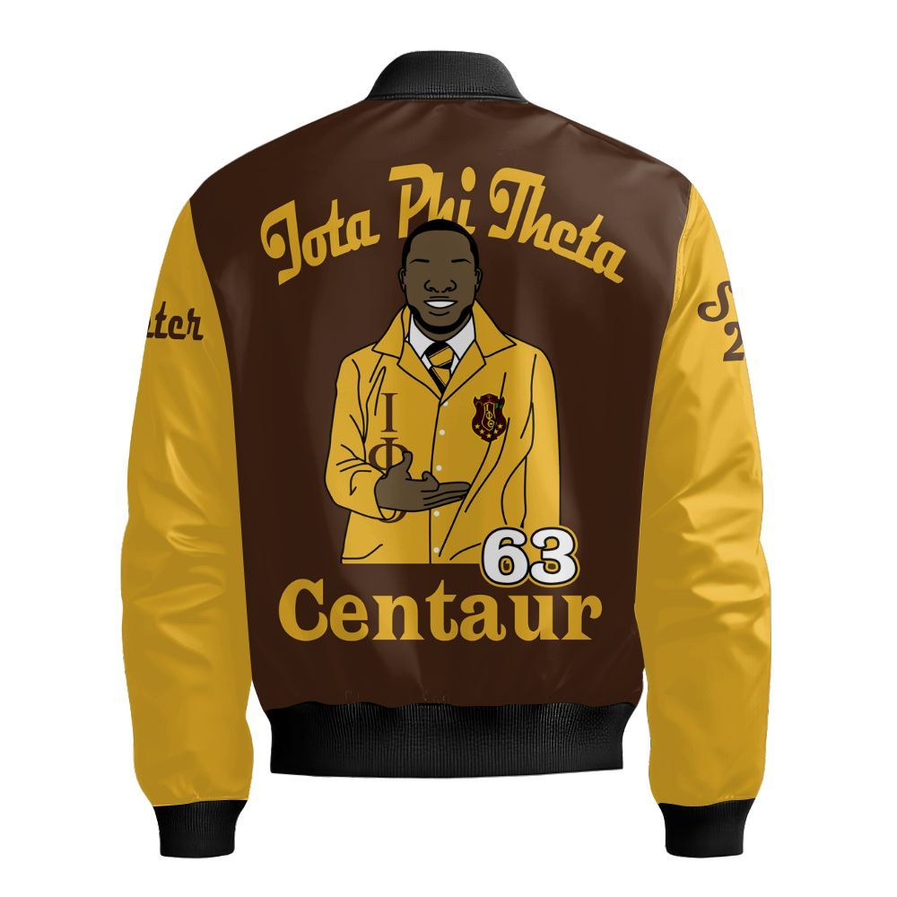 Ireishprint Iota Phi Theta Custom Chapter Shirt, Personalized Charcoal Brown Shirt Iota Phi Theta 1963 Fraternity Bomber Jacket