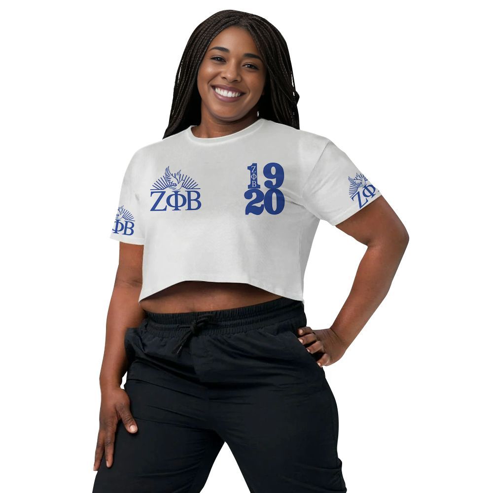 Ireishprint Zeta Phi Beta Crop Shirt, Dove White Zeta Phi Beta Sorority Crop Top 3D
