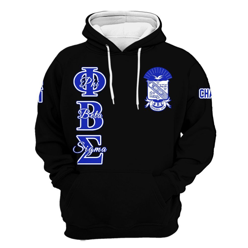 Ireishprint ΦΒΣ Custom Chapter Shirt, Personalized Black Royal Blue Shirt 1914 Fraternity Hoodie