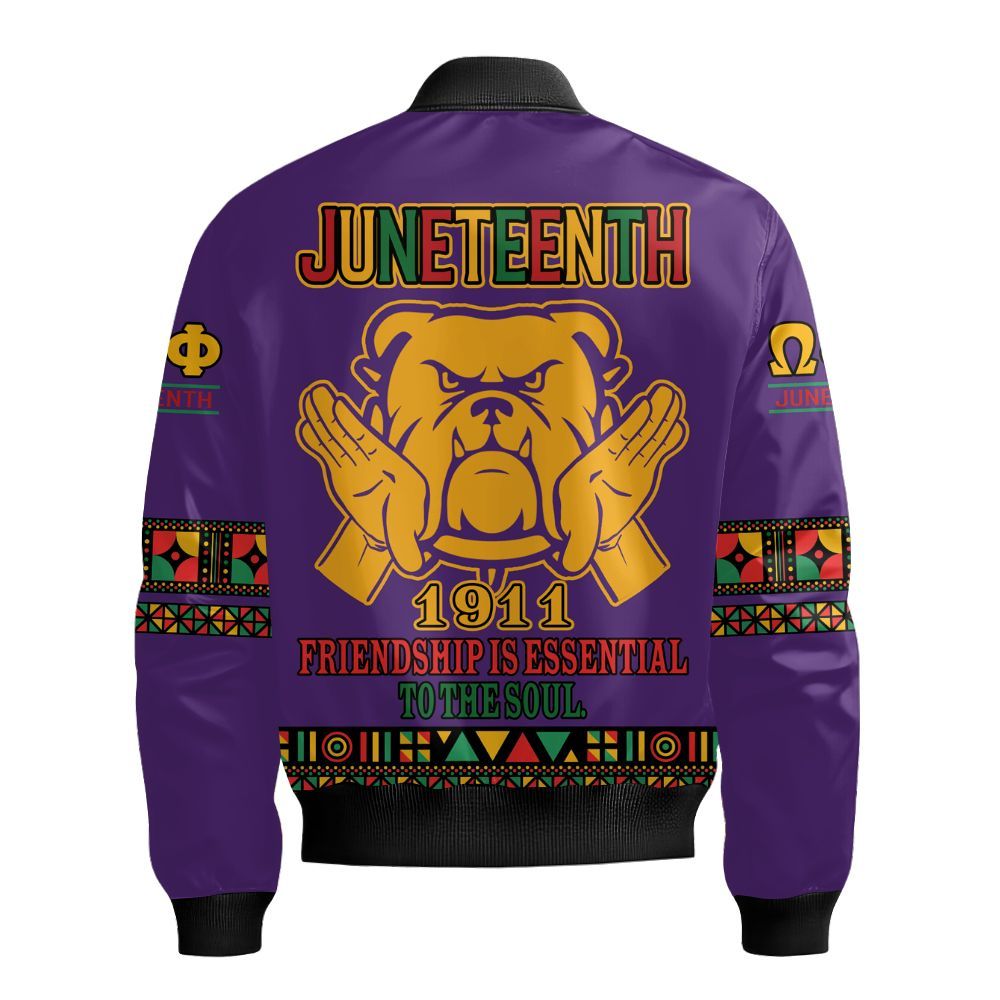 Ireishprint ΩΨΦ Varsity Jacket, Juneteenth Que Dog Psi Phi Varsity Jacket ΩΨΦ Fraternity Bomber Jacket