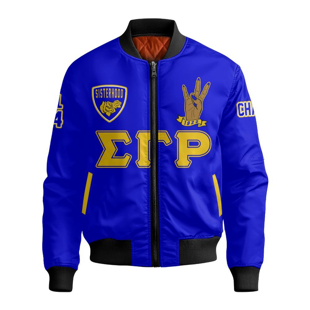 Ireishprint Sigma Gamma Rho Custom Chapter Polo Shirt, Personalized Hand Sign Yellow Tea Rose Polo Shirt Sigma Gamma Rho Sorority Bomber Jacket