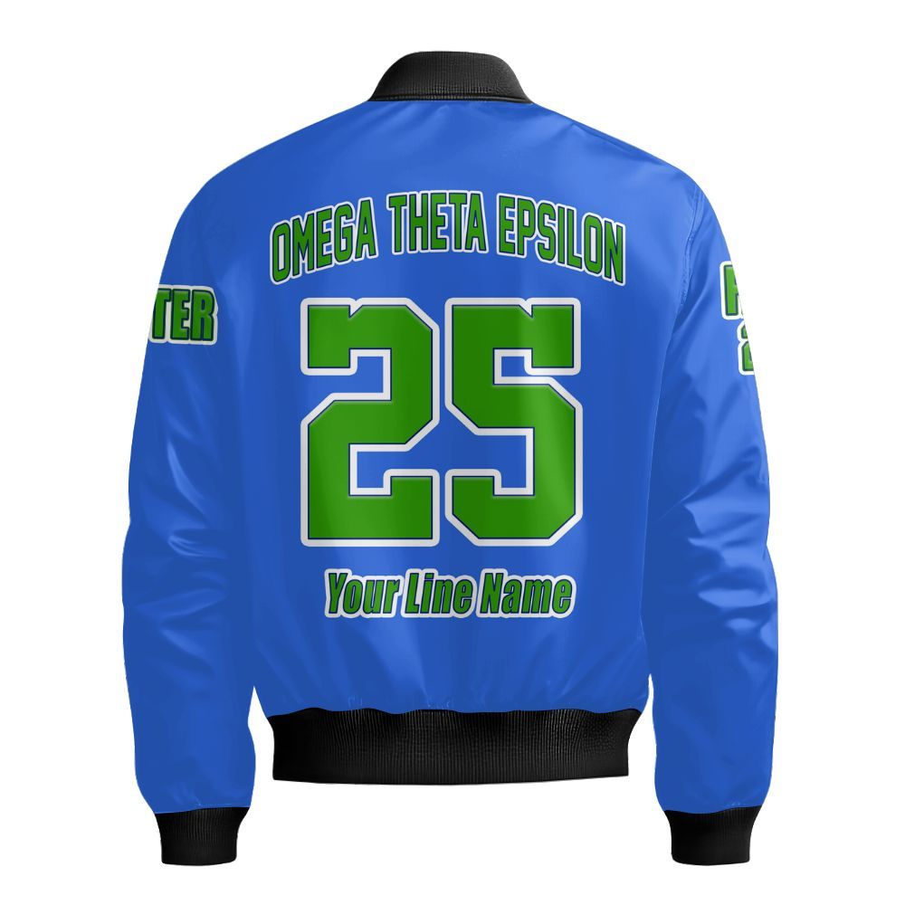 Ireishprint Omega Theta Epsilon Custom Chapter Varsity Jacket, Omega Theta Epsilon Fraternity Blue Custom Jacket Since 2024 Fraternity Bomber Jacket