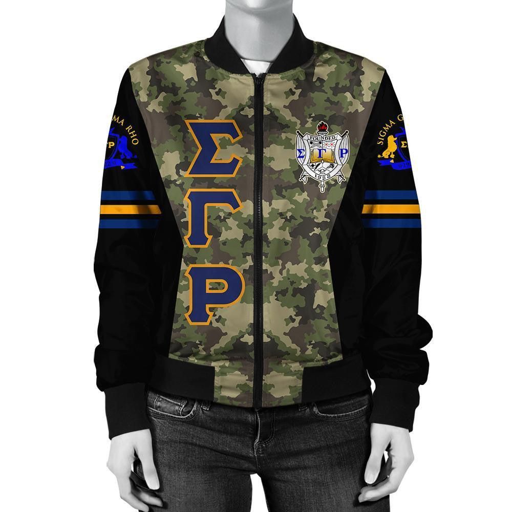 Sigma Gamma Rho Sorority Camouflage Bomber Jacket