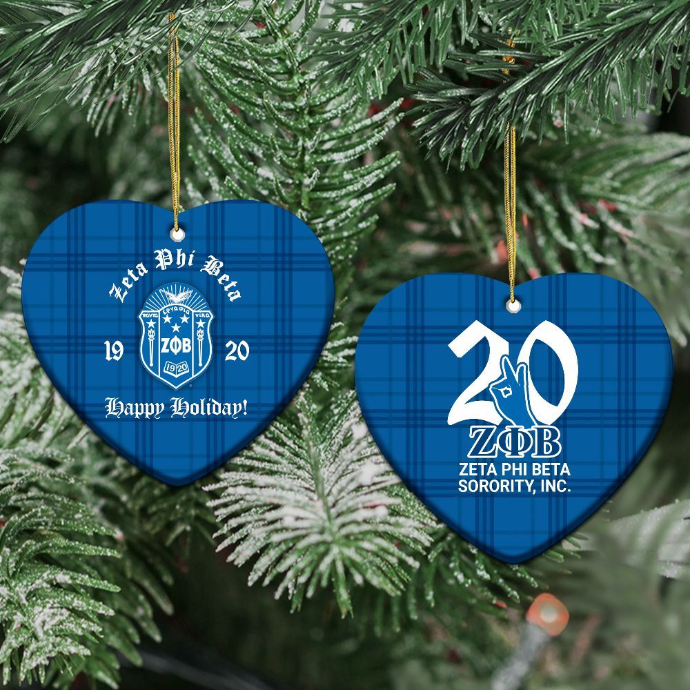 Ireishprint Zeta Phi Beta Ceramic Ornament, Z Blue P Handsign Inspired 1920 Sorority Ceramic Xmas Ornament