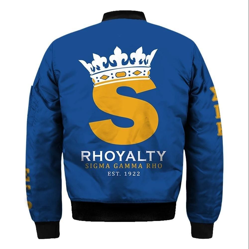 Lux Sigma Gamma Rho Crown Sleeve Zip Bomber Jacket