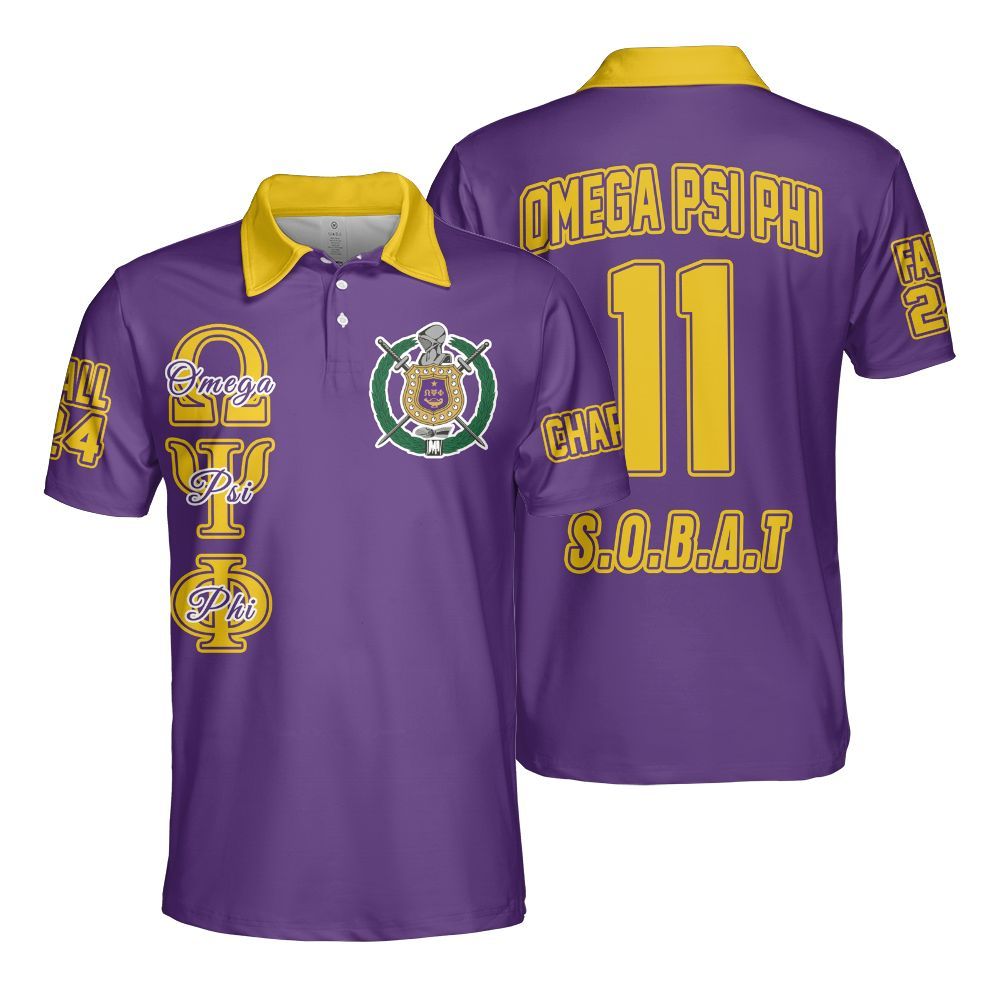 Ireishprint ΩΨΦ Custom Chapter Polo Shirt, Personalized Purple Shirt ΩΨΦ Fraternity Polo Shirt