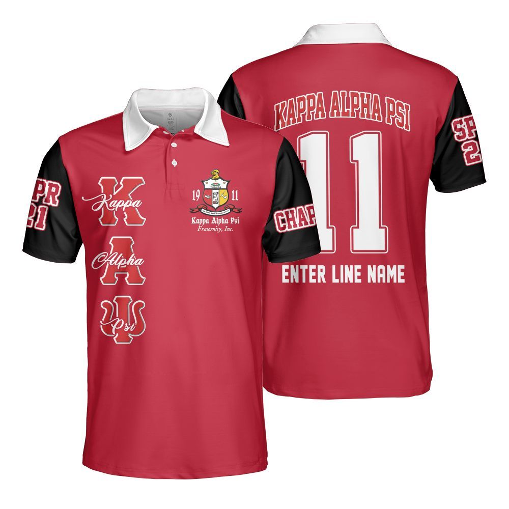 Ireishprint ΚΑΨ Custom Chapter Polo Shirt, Personalized Krimson Black Sleeve Kappa Polo Fraternity Polo Shirt