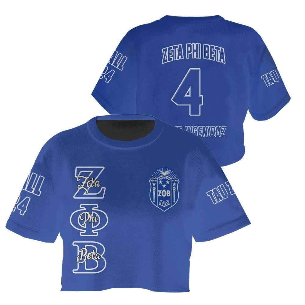 Ireishprint Zeta Phi Beta Custom Chapter Crop Shirt, Personalized Blue Shirt Zeta Phi Beta Sorority Crop Top