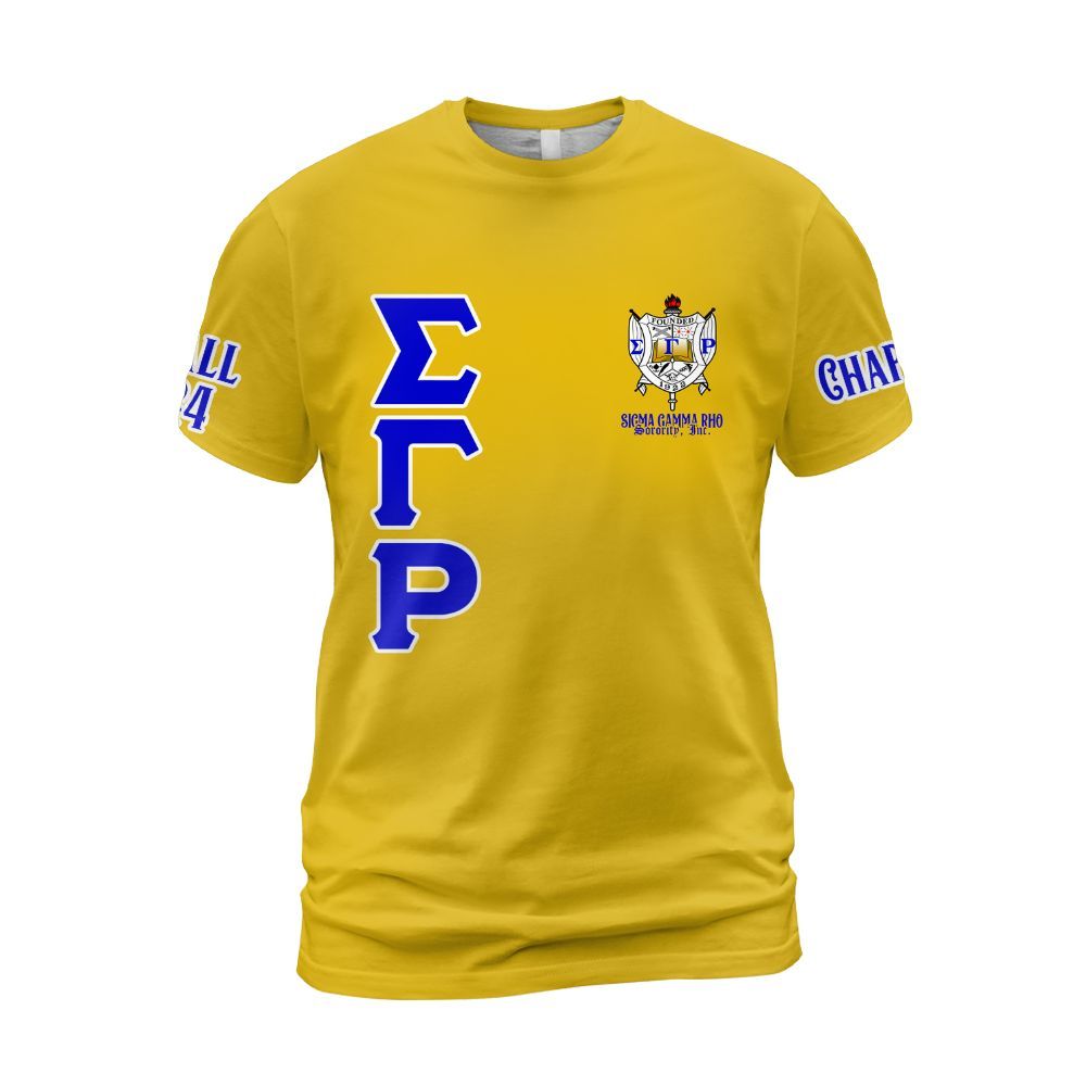 Ireishprint Sigma Gamma Rho Custom Chapter Shirt, Personalized Gold Shirt Sigma Gamma Rho 1922 Sorority Shirt