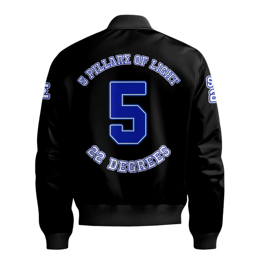Ireishprint ΦΒΣ Custom Chapter Bomber Jacket, Personalized Circle Black Duo Sigma 1914 Fraternity Bomber Jacket