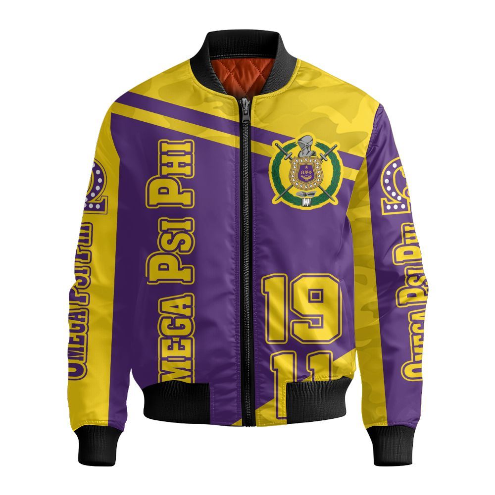 Ireishprint ΩΨΦ Varsity Jacket, Found 1911 Camo Royal Purple Varsity Jacket ΩΨΦ Fraternity Bomber Jacket