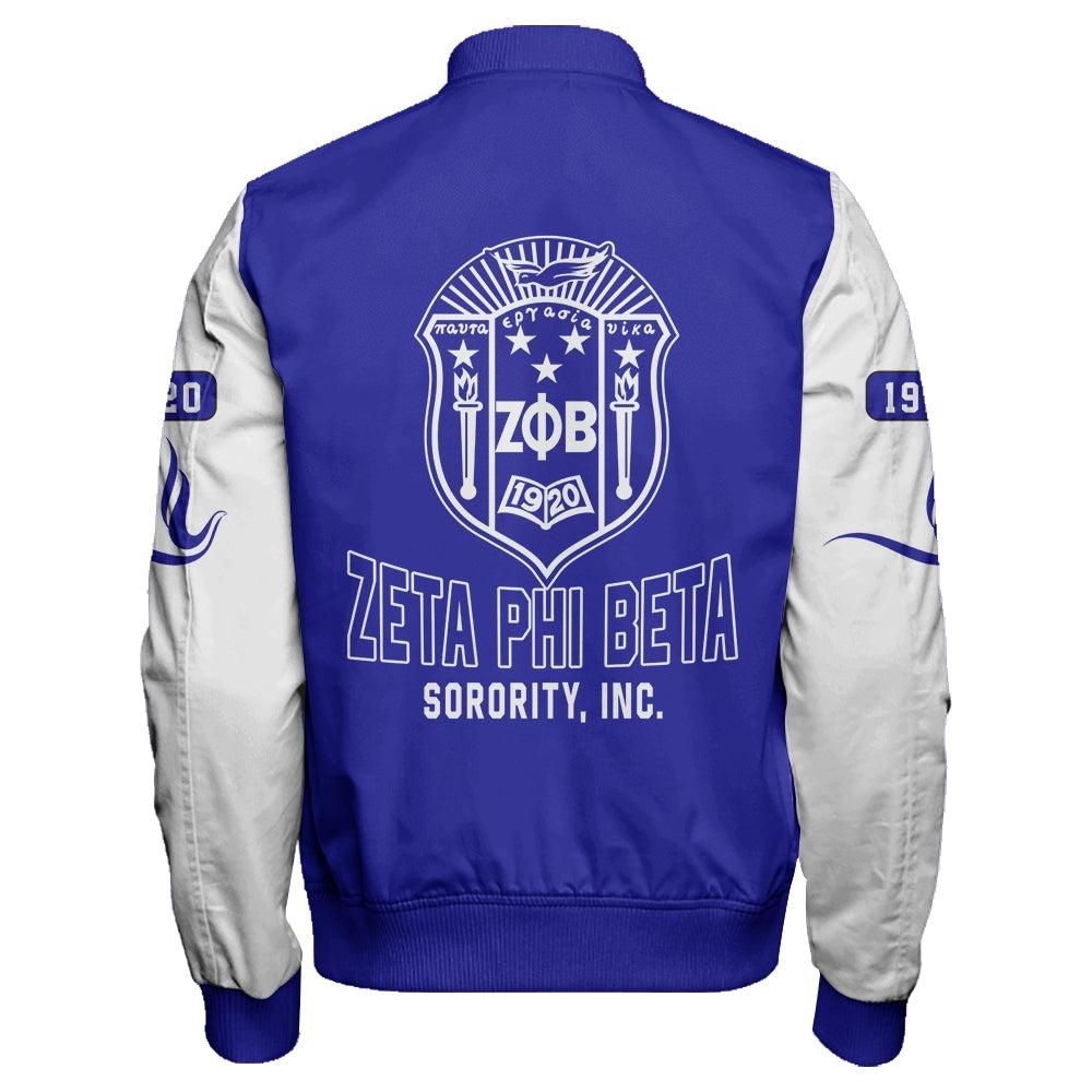 Zeta Phi Beta Varsity Sleeve Zip Bomber Jacket T09