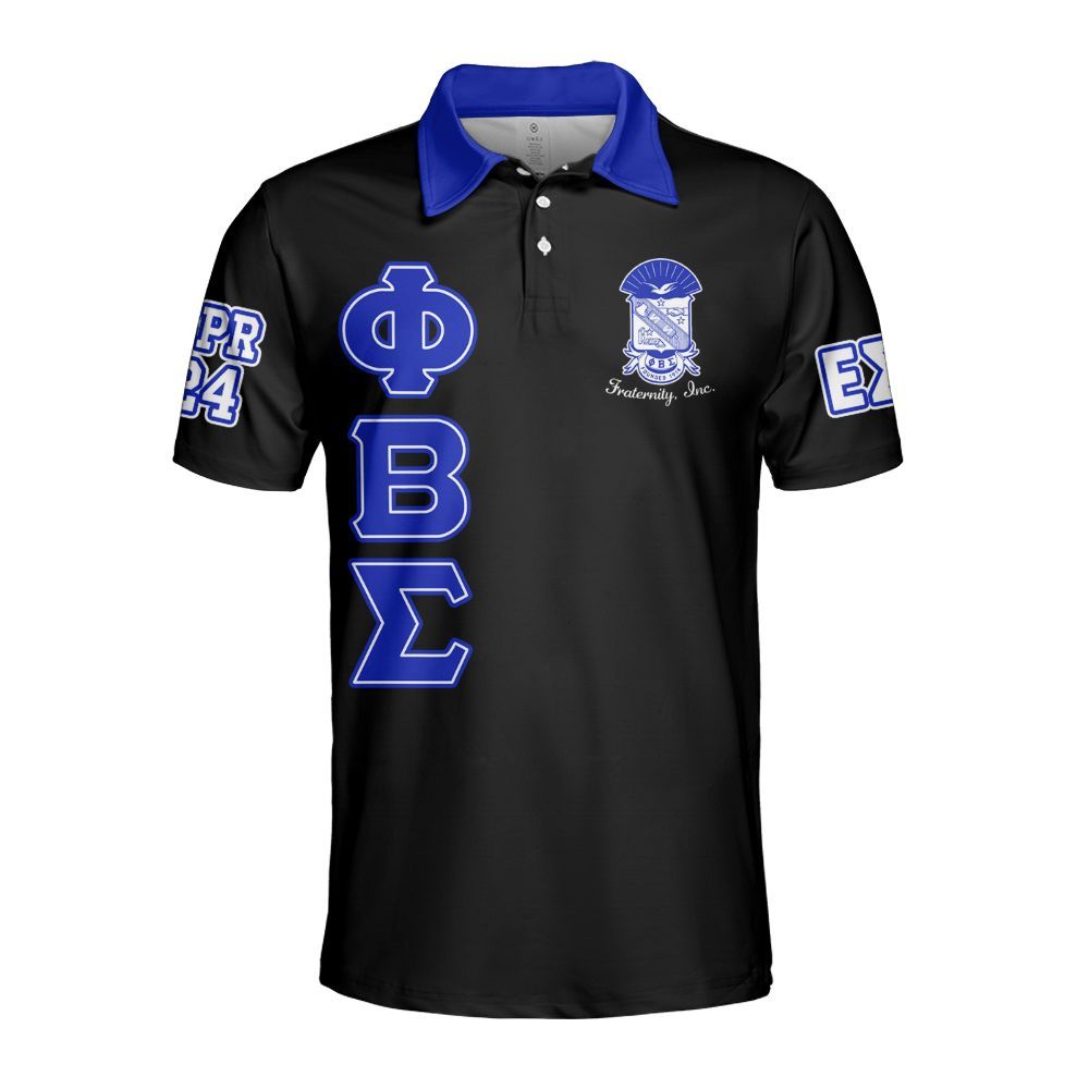 Ireishprint ΦΒΣ Custom Chapter Polo Shirt, Personalized Circle Black Duo Sigma 1914 Fraternity Polo Shirt