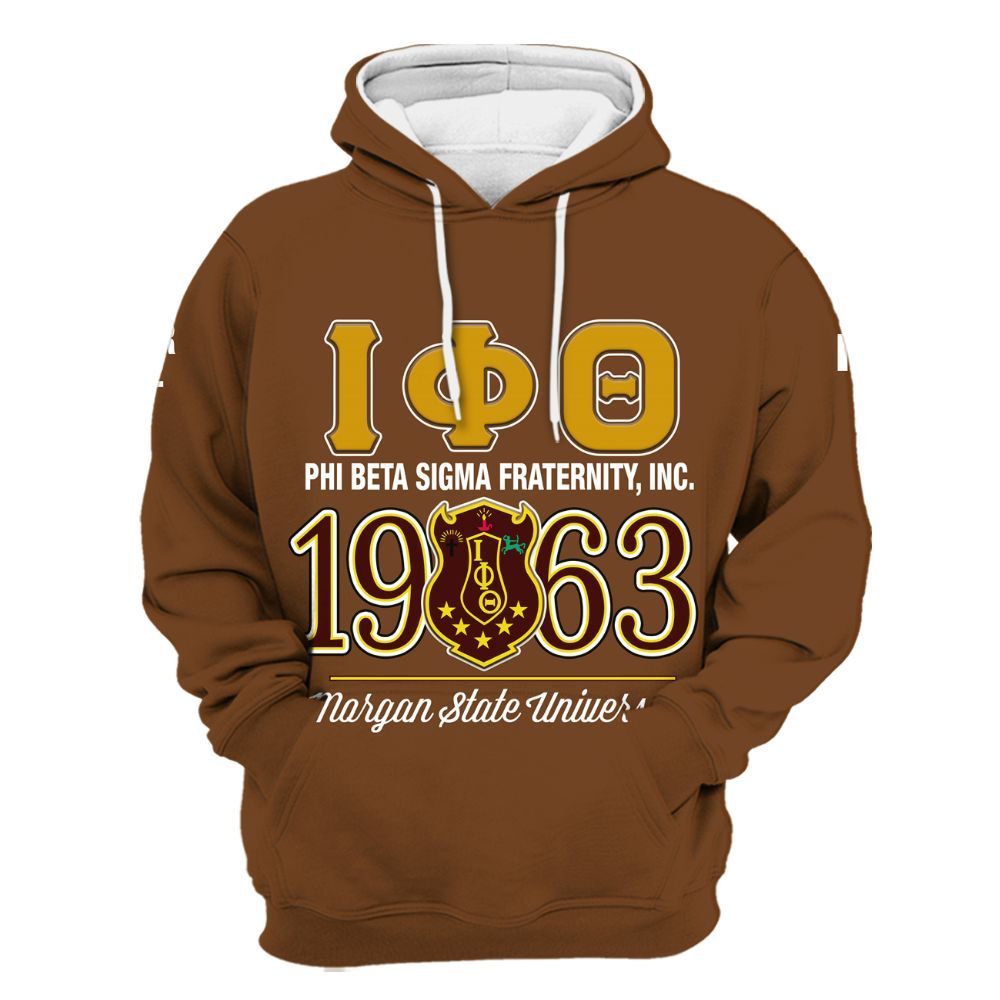 Ireishprint Iota Phi Theta Custom Probate Line Shirt, Personalized Charcoal Brown ΙΦΘ Lettered Fraternity Hoodie