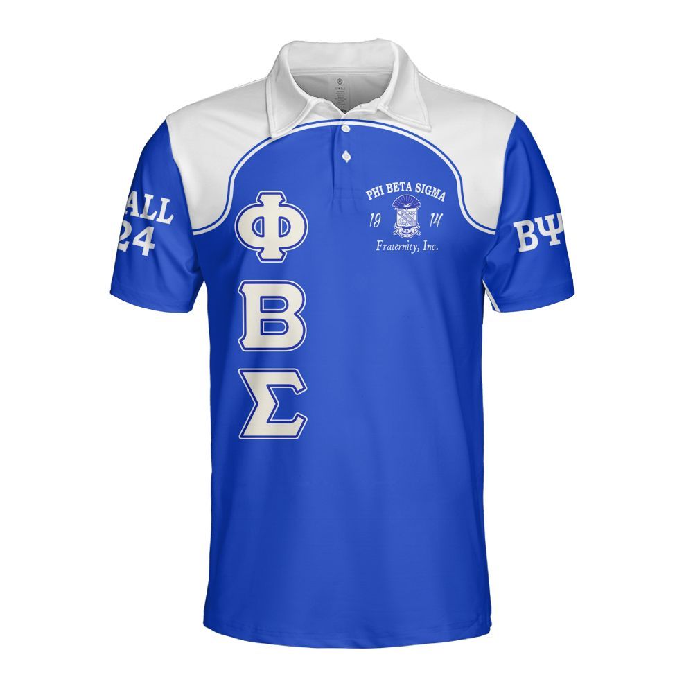 Ireishprint ΦΒΣ Custom Chapter Polo Shirt, ΦΒΣ Lettered Racing Style 1914 Fraternity Polo Shirt