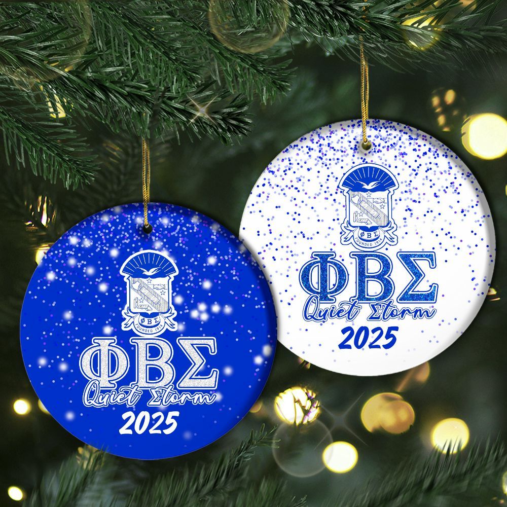 Ireishprint Custom Name Phi Beta Sigma Ceramic Ornament, Royal Blue Glitter 1914 Fraternity Christmas Ornament