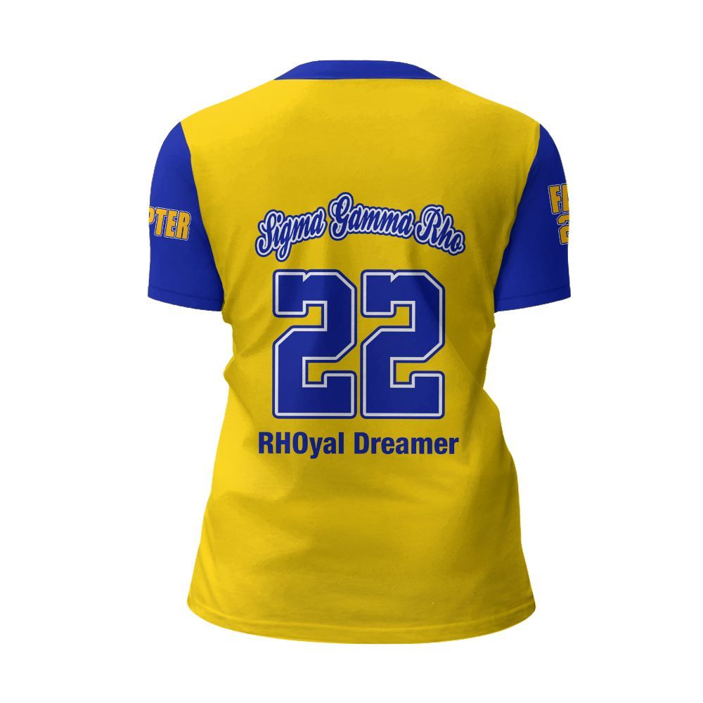 Ireishprint Sigma Gamma Rho Custom Chapter Shirt, Gold Duo RHoyal Blue Style 1922 Sorority Shirt
