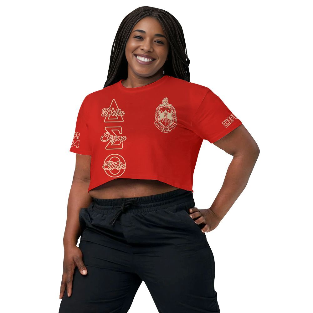 Ireishprint Delta Sigma Theta Custom Chapter Crop Shirt, Personalized Crimson Delta Sigma Theta Sorority Crop Top 3D