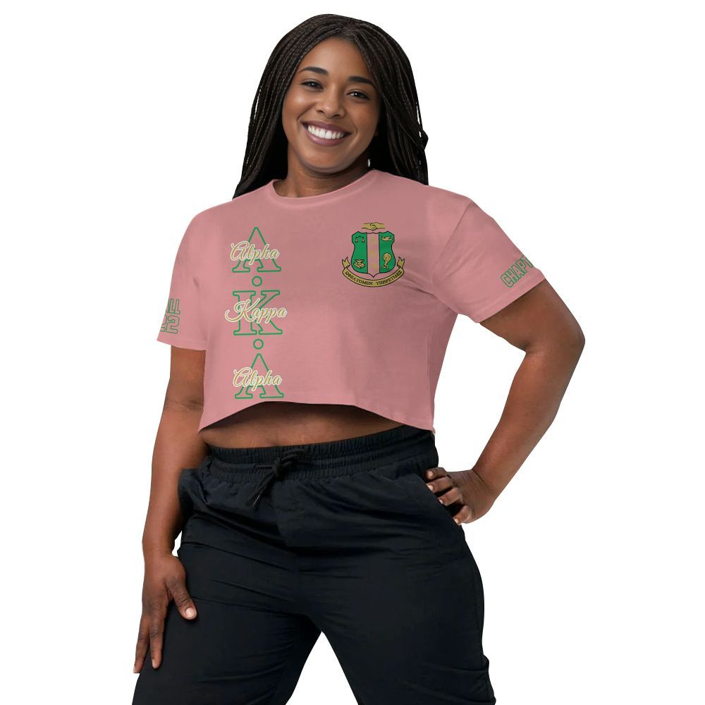 Ireishprint A.K.A Custom Chapter Crop Shirt, Personalized Salmon Pink Sorority Crop Top