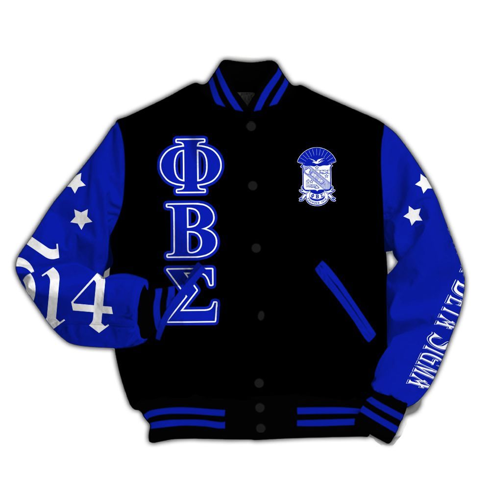 Ireishprint ΦΒΣ Varsity Jacket, Three Stars Black Jacket ΦΒΣ Fraternity Jacket