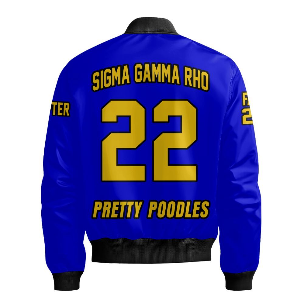 Ireishprint Sigma Gamma Rho Custom Chapter Varsity Jacket, Personalized Royal Blue Gold Jacket 1922 Sorority Bomber Jacket