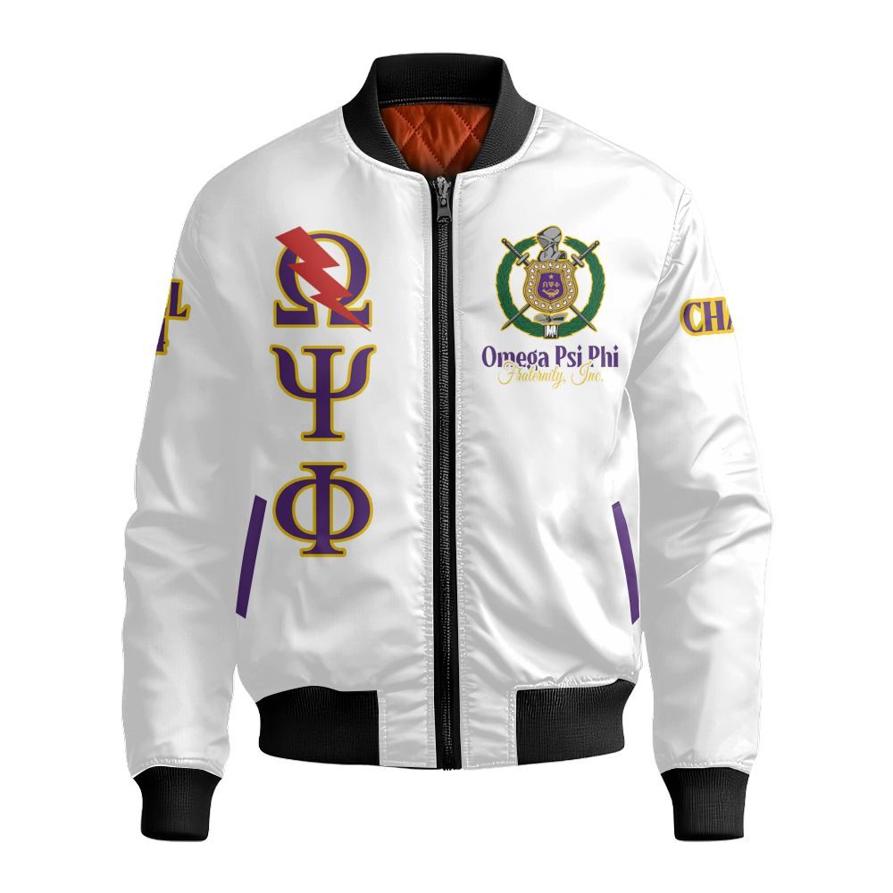 Ireishprint ΩΨΦ Custom Chapter Shirt, Personalized White Shirt ΩΨΦ 1911 Fraternity Bomber Jacket