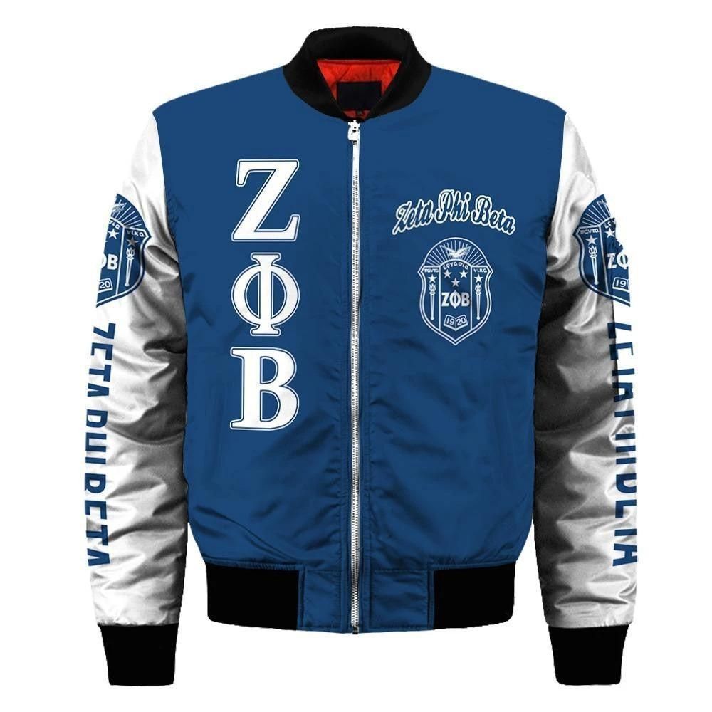Lux Sisterhood Zeta Phi Beta Sleeve Zip Bomber Jacket