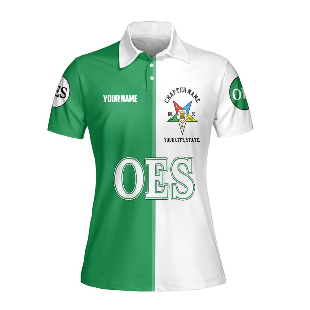Ireishprint OES Custom Legacy Polo Shirt, Green Circle Legacy Style Order Of The Eastern Star OES Polo Shirt Sorority Polo Shirt
