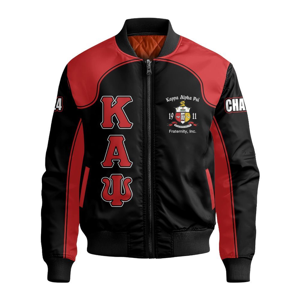 Ireishprint ΚΑΨ Custom Chapter Varsity Jacket, Black Duo Krimson ΚΑΨ Lettered Racing Style Fraternity Bomber Jacket