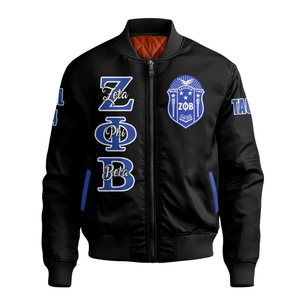 Ireishprint Zeta Phi Beta Custom Knitted Cardigan, Personalized Black Knitted Cardigan Zeta Phi Beta Sorority Bomber Jacket