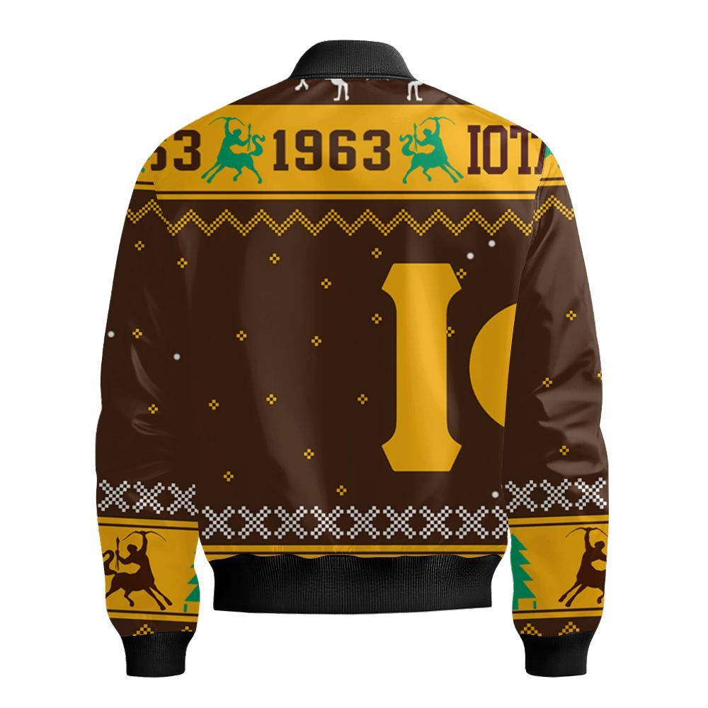 Ireishprint Iota Phi Theta Ceramic Ornament, Xmas Inspired Pattern Charcoal Brown 1963 Fraternity Ornament Bomber Jacket