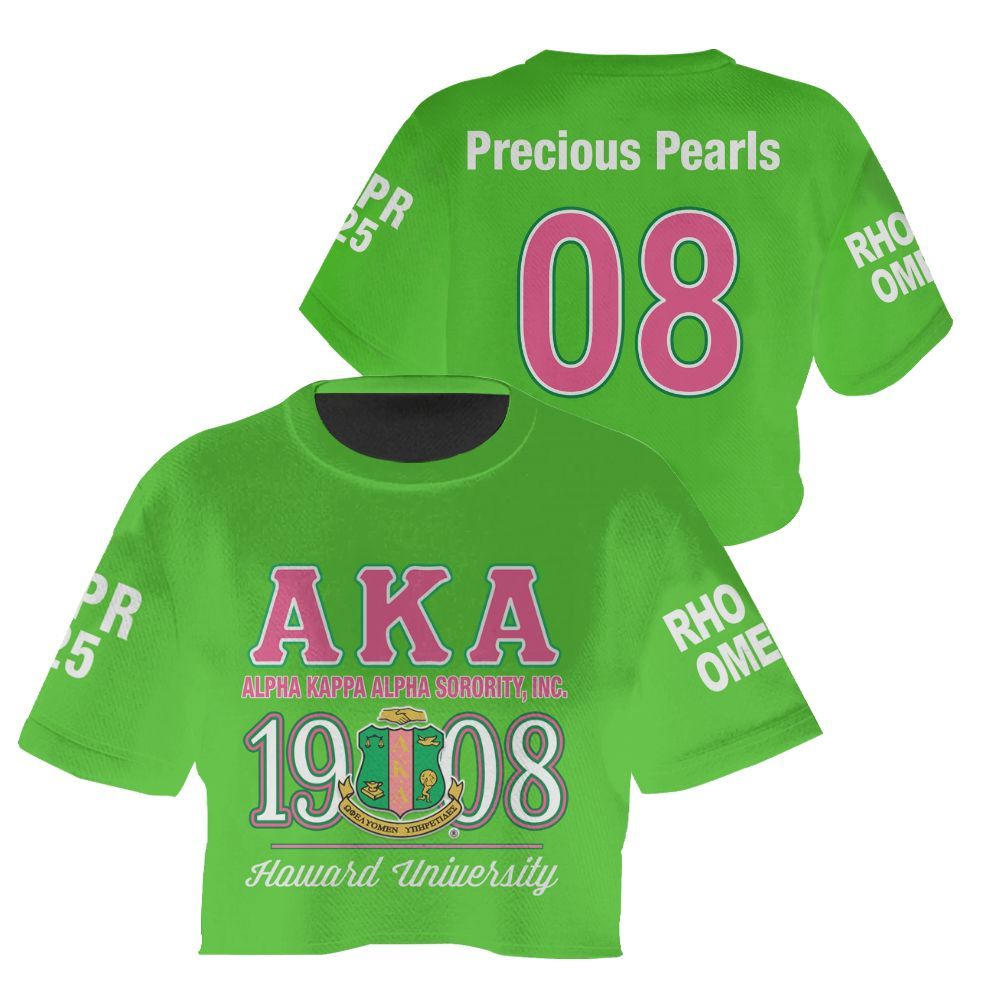 Ireishprint A.K.A Custom Probate Line Crop Shirt, Personalized Salmon Pink And Apple Green 1908 Sorority Crop Top 3D