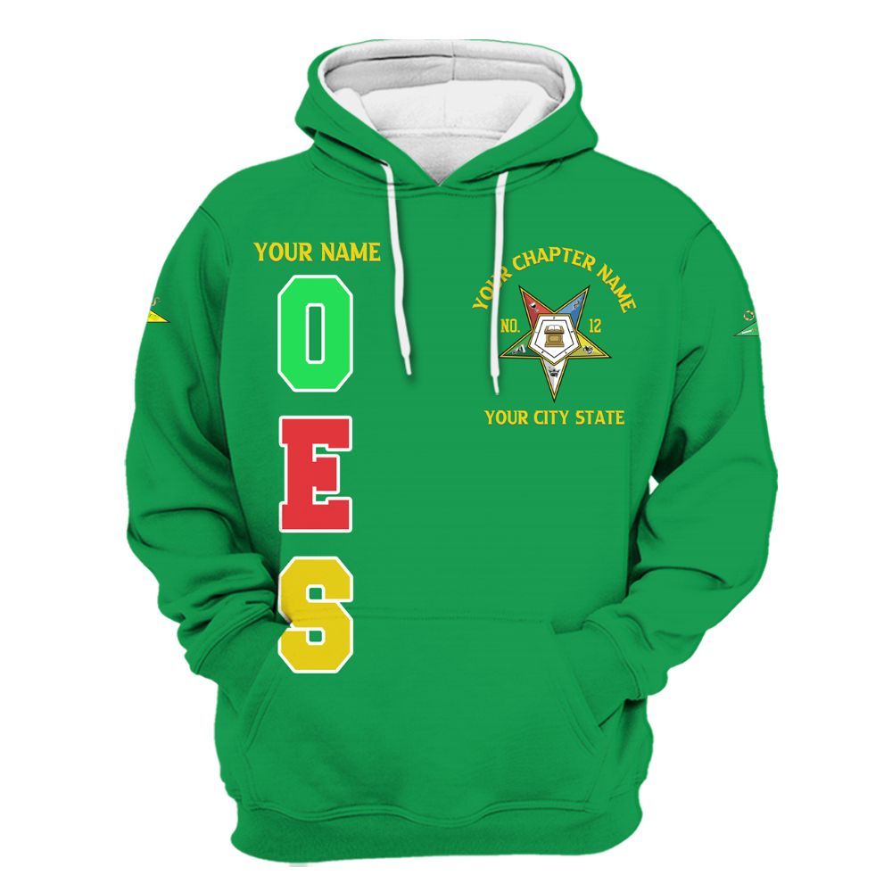 Ireishprint OES Custom Custom Legacy Shirt, Customize Color Block Green Order Of The Eastern Star OES Hoodie
