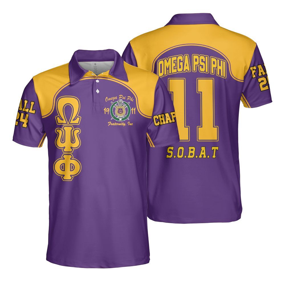 Ireishprint ΩΨΦ Custom Chapter Polo Shirt, Personalized Racing Style White Sleeves Shirt 1911 ΩΨΦ Fraternity Polo Shirt